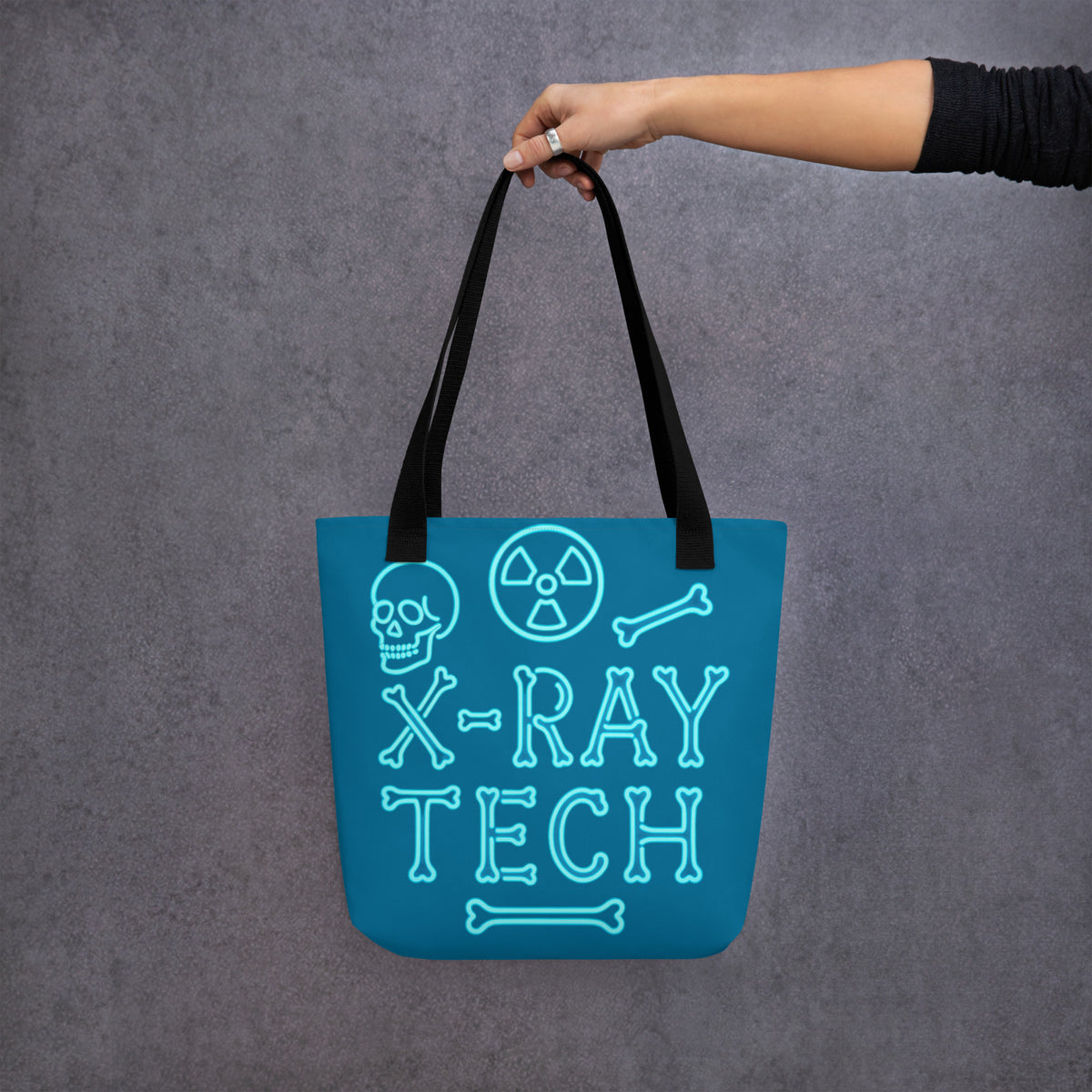 X-Ray Tech Neon Blue Tote bag, Rad Tech Skeleton Bones Gift, Stylis...