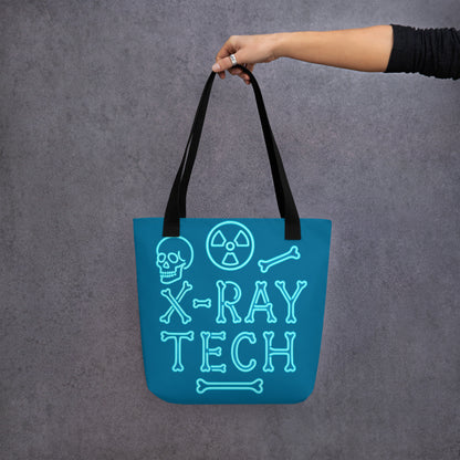 X-Ray Tech Neon Blue Tote bag, Rad Tech Skeleton Bones Gift, Stylis...