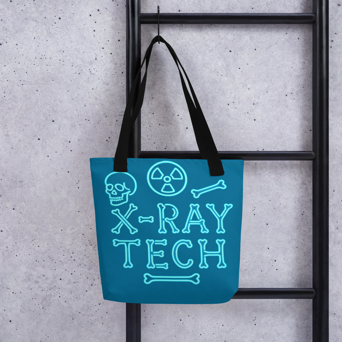 X-Ray Tech Neon Blue Tote bag, Rad Tech Skeleton Bones Gift, Stylis...