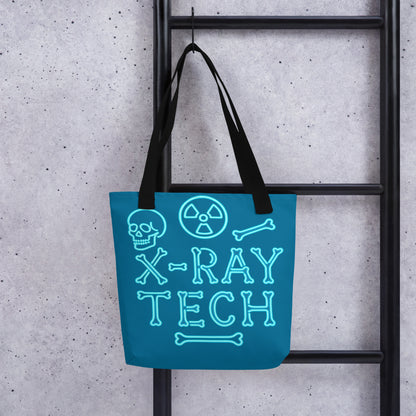 X-Ray Tech Neon Blue Tote bag, Rad Tech Skeleton Bones Gift, Stylis...