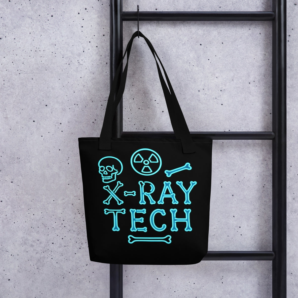 X-Ray Tech Neon Blue Tote | Rad Tech Gift Skeleton Bones