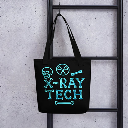 X-Ray Tech Neon Blue Tote | Rad Tech Gift Skeleton Bones