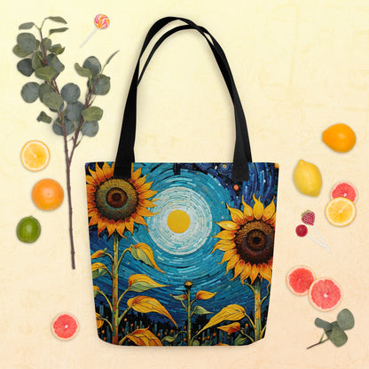 Sunflower tote bag with hand-designed sunflower floral print