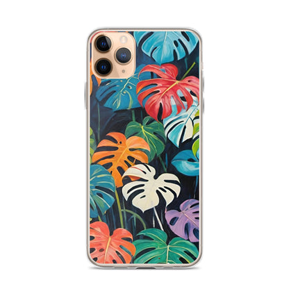 Vibrant Monstera Leaves Clear Case for iPhone 11 Pro Max
