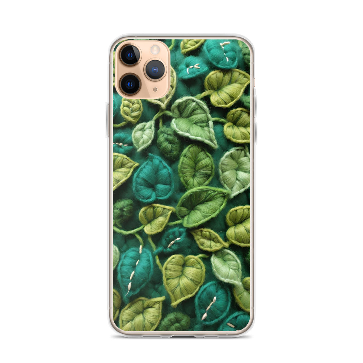 Floral Botanical Green Leaves iPhone 11 Pro Max Case | Crochet Design Cover | Premium Quality