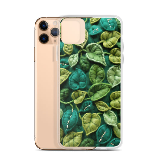 Floral Botanical Green Leaves iPhone 11 Pro Max Case | Crochet Design Cover | Premium Quality