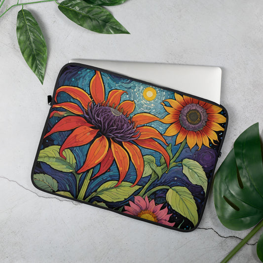 Vibrant Sunflower Laptop Sleeve | Colorful Floral Tech Case