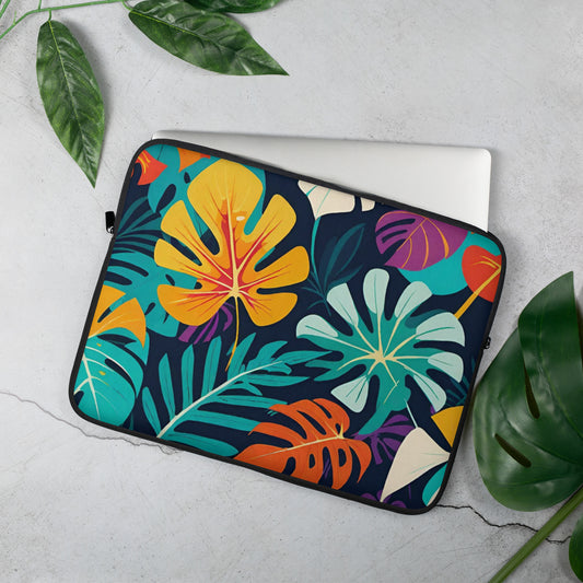 Vibrant Tropical Leaves Laptop Sleeve | Colorful Tech Protection