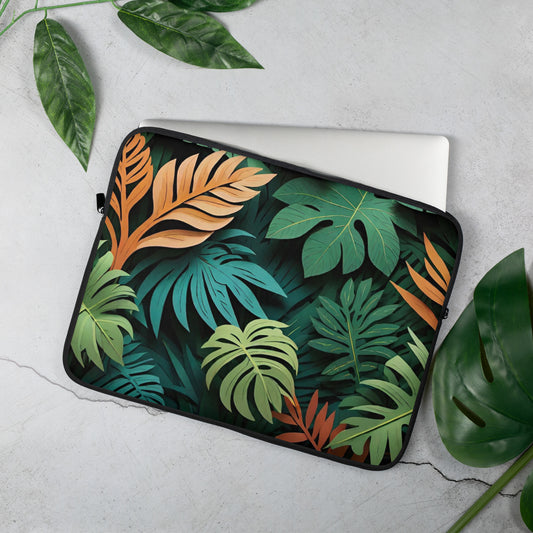 Vibrant Tropical Leaves Laptop Sleeve | Stylish Jungle Computer Case