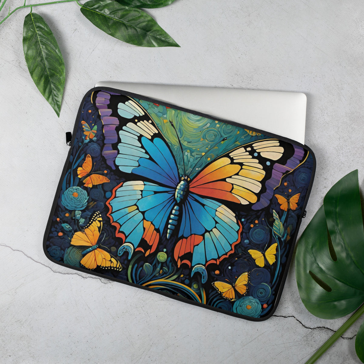 Vibrant Butterfly Laptop Sleeve Case | Colorful Floral Tech Cover