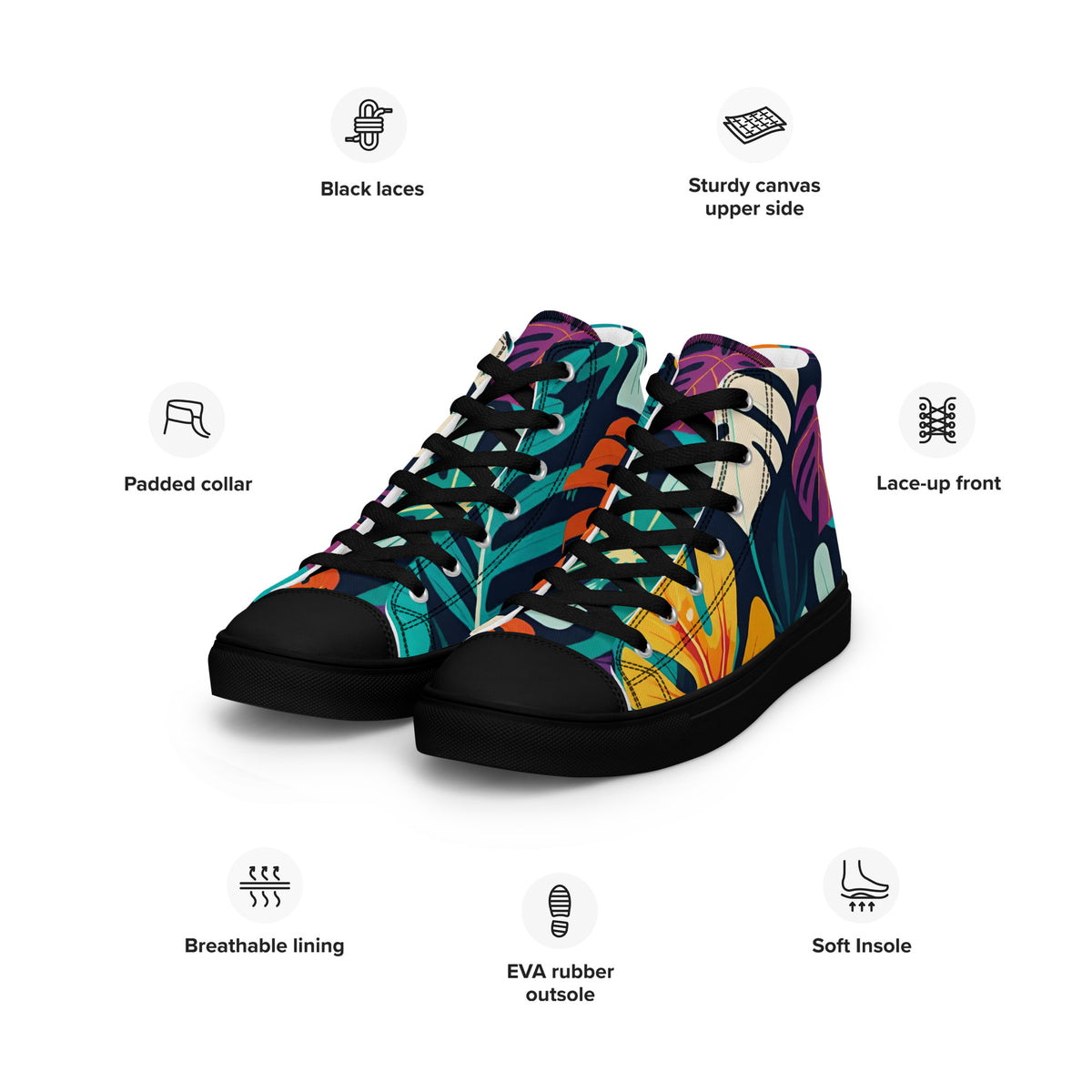 Stylish Men’s High Top Canvas Sneakers | Comfortable and Trendy Footwear
