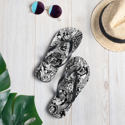 Lightweight beach flip-flops for women in trendy colors on white background
