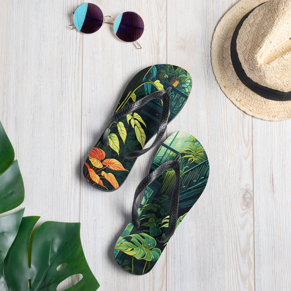 Eco-friendly flip-flops made from sustainable materials on white background