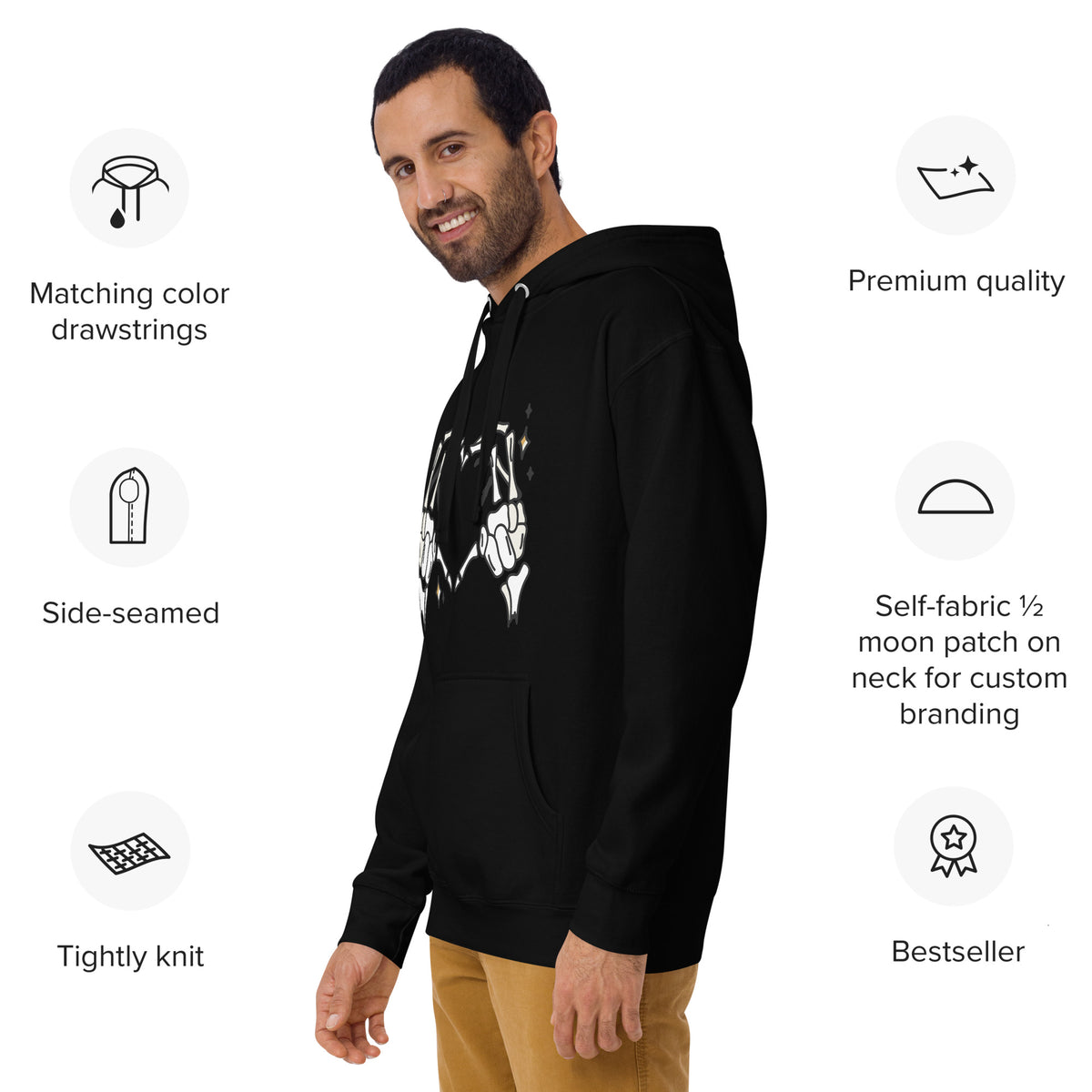 Skeleton Heart Hands Hoodie | Spooky Cute Halloween Sweatshirt