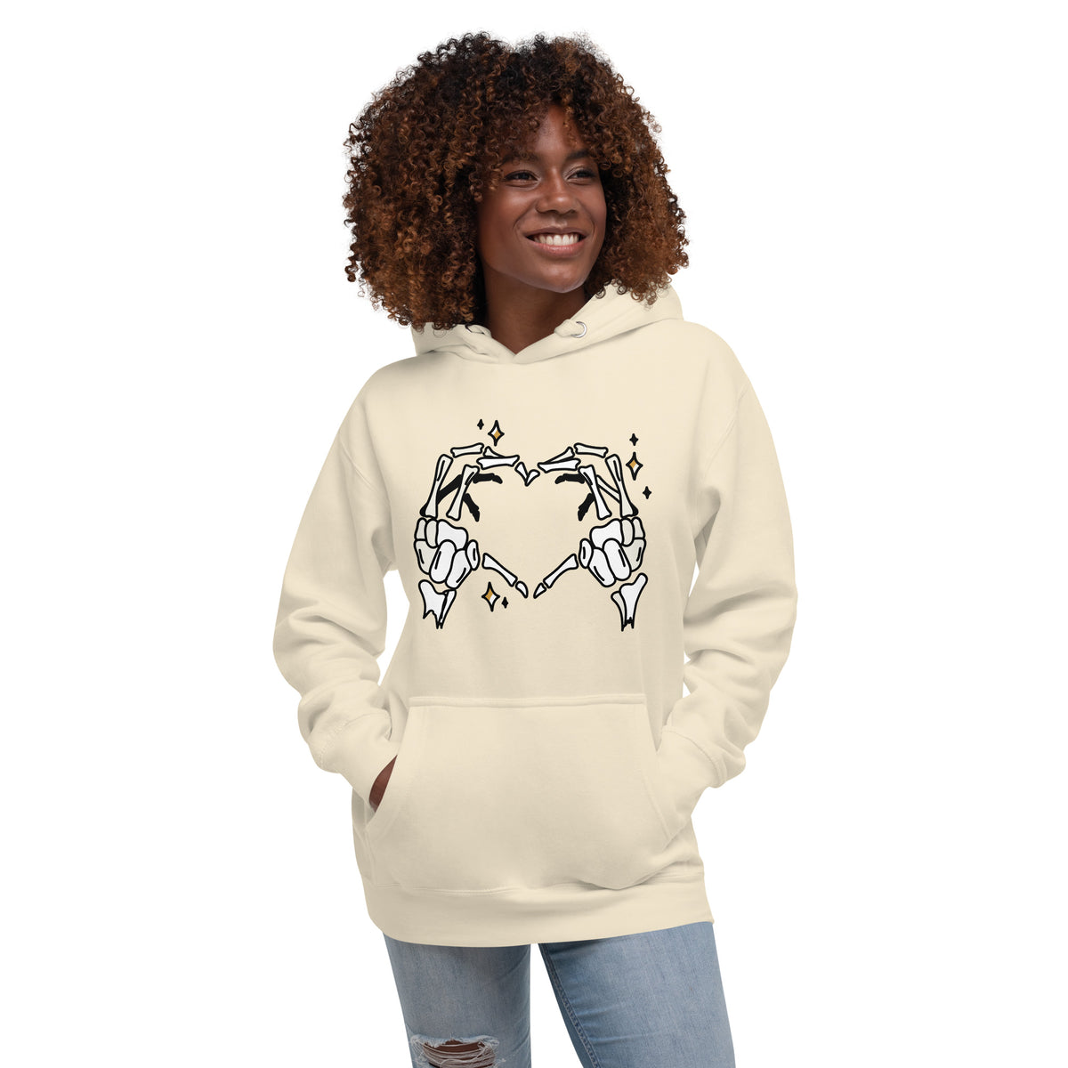 Skeleton Heart Hands Hoodie | Spooky Cute Halloween Sweatshirt
