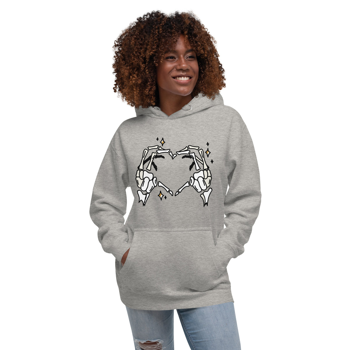 Skeleton Heart Hands Hoodie | Spooky Cute Halloween Sweatshirt