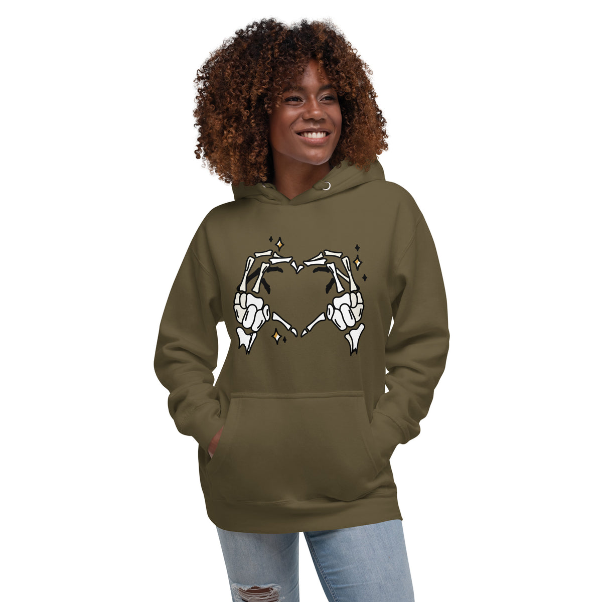 Skeleton Heart Hands Hoodie | Spooky Cute Halloween Sweatshirt