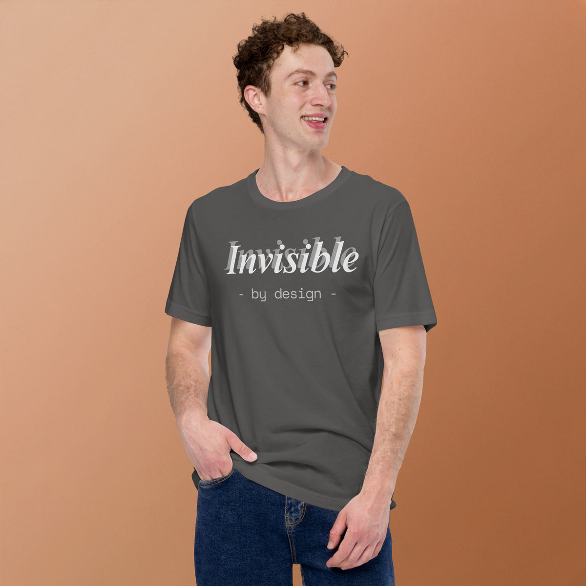 Invisible By Design T-Shirt | Funny Ghostwriter Gift | Front & Back Print Tee | Work Humor T-shirt