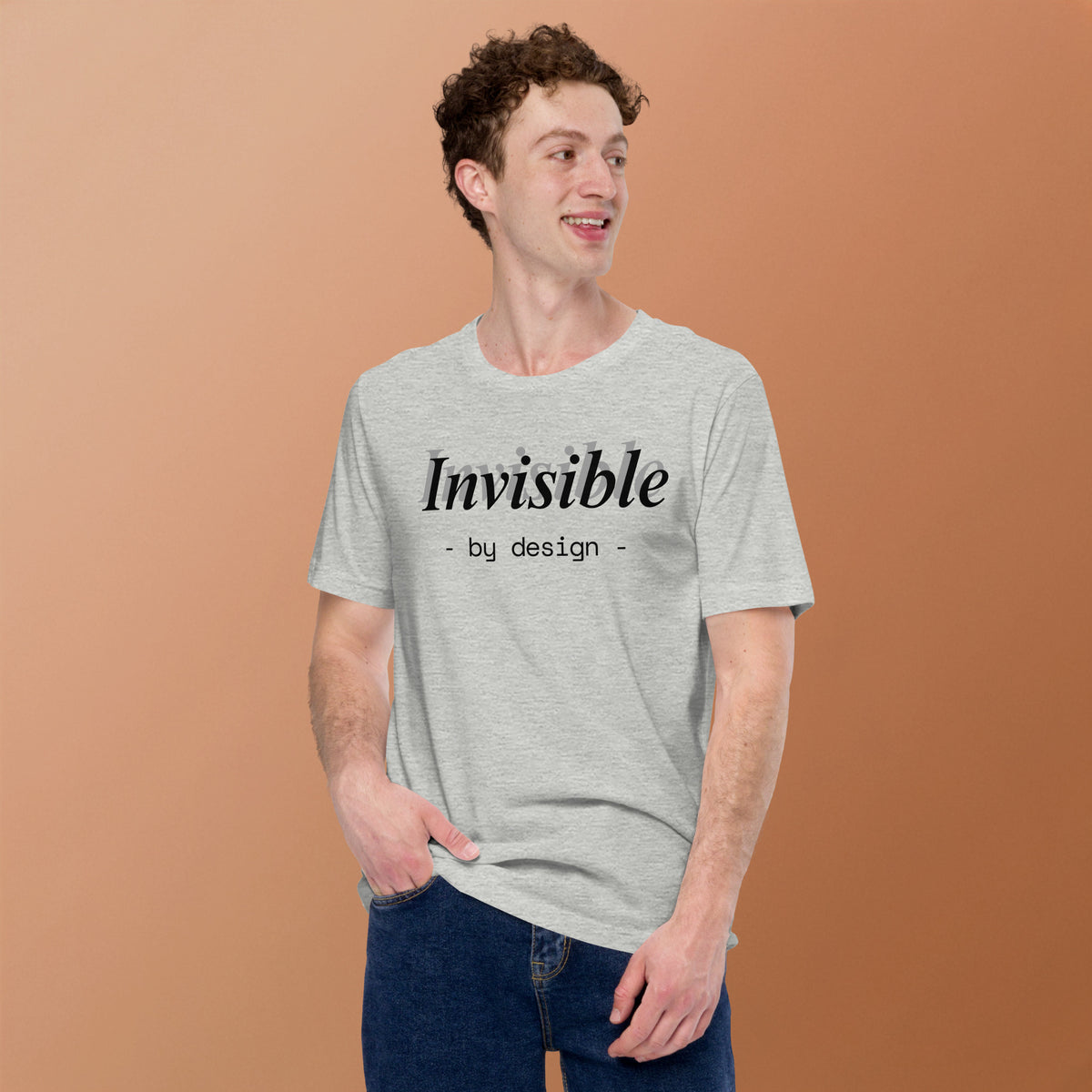 Invisible By Design T-Shirt | Funny Ghostwriter Gift | Front & Back Print Tee