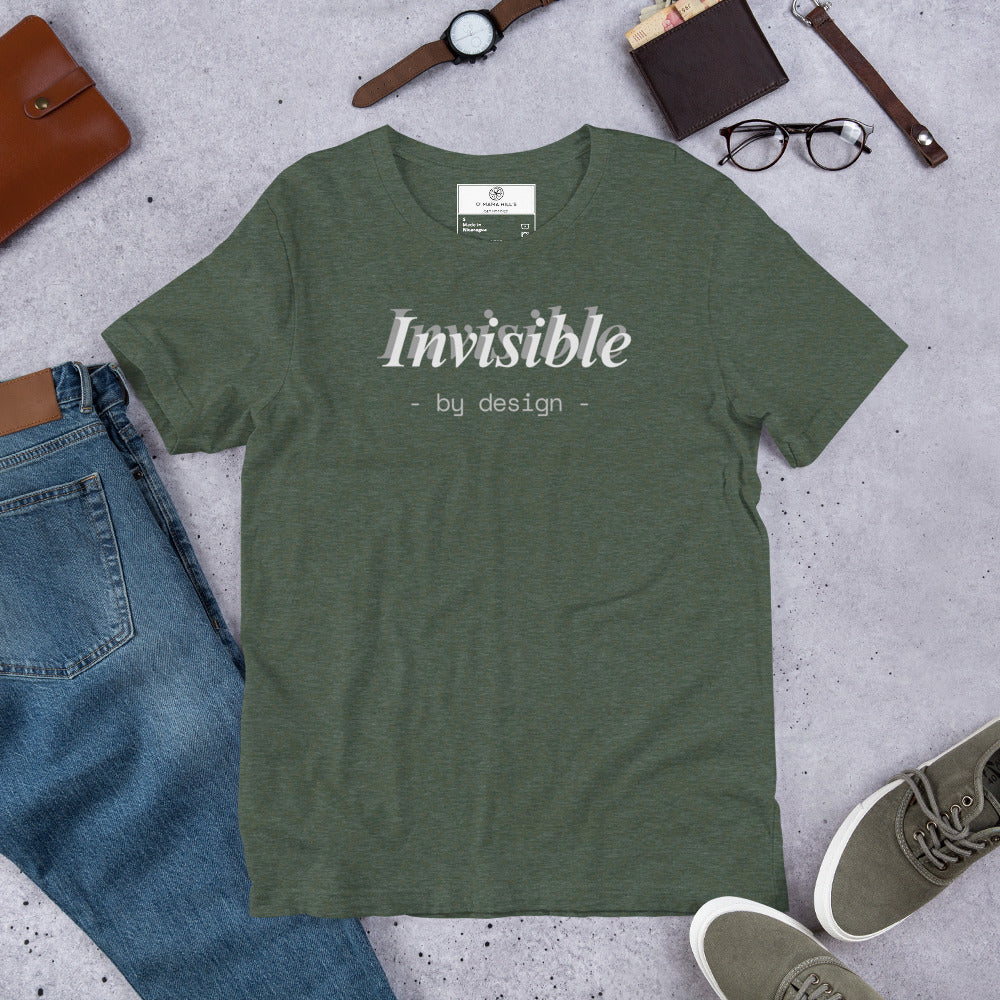 Invisible By Design T-Shirt | Funny Ghostwriter Gift | Front & Back Print Tee | Work Humor T-shirt