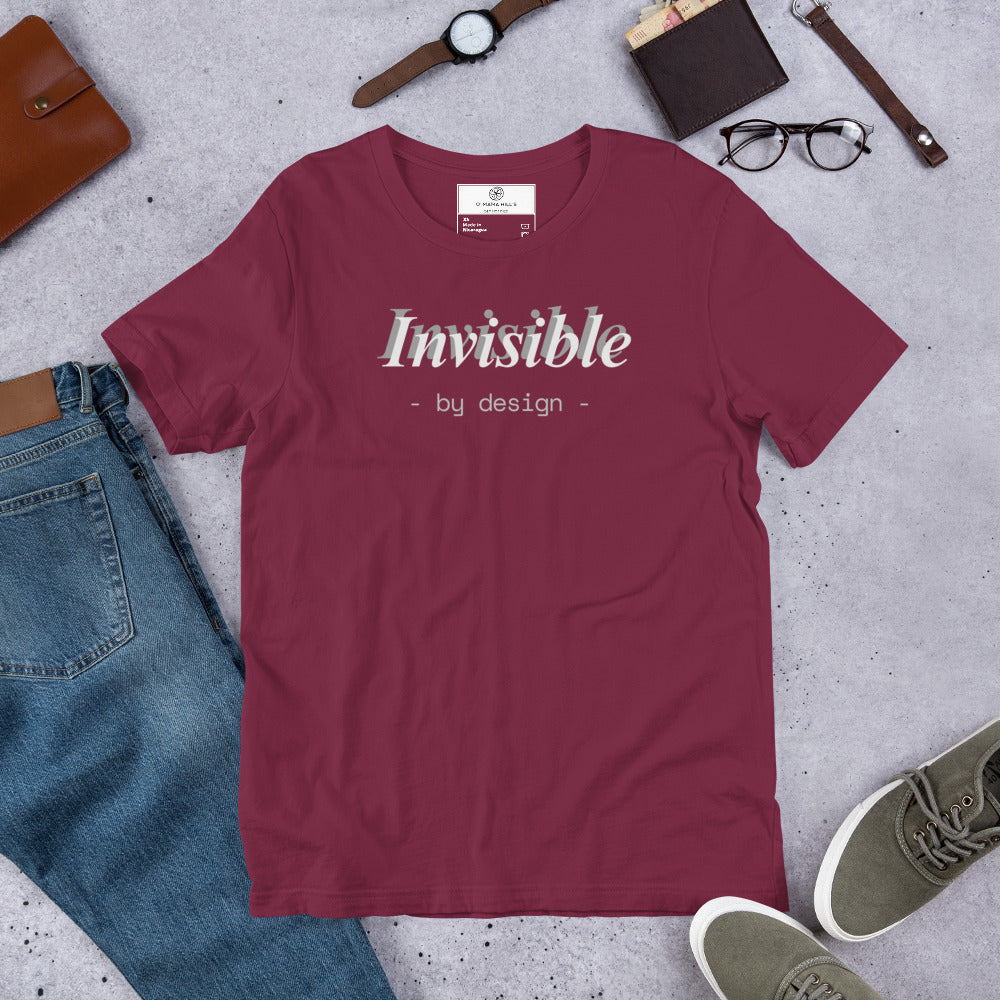 Invisible By Design T-Shirt | Funny Ghostwriter Gift | Front & Back Print Tee | Work Humor T-shirt
