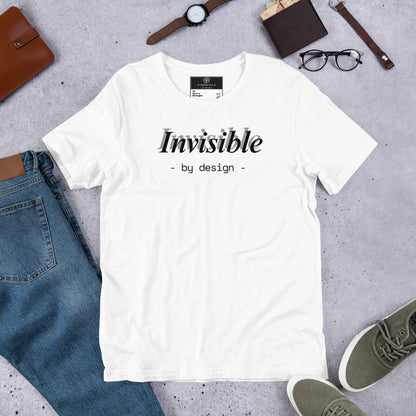 Invisible By Design T-Shirt | Funny Ghostwriter Gift | Front & Back Print Tee