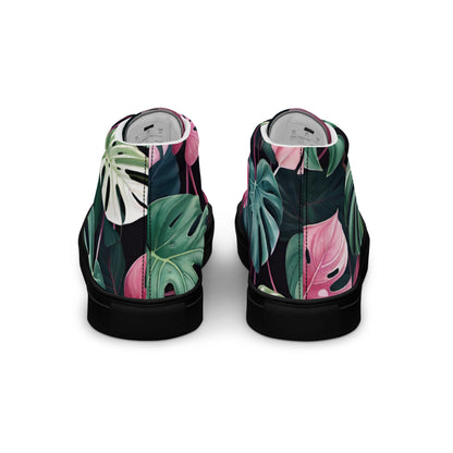 Monstera Leaf High Top Canvas Shoes | Tropical Plant Lover Sneakers
