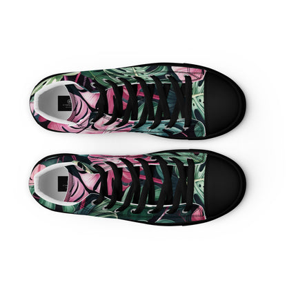 Monstera Leaf High Top Canvas Shoes | Tropical Plant Lover Sneakers