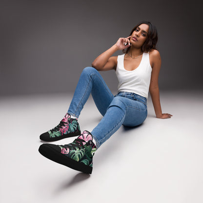 Monstera Leaf High Top Canvas Shoes | Tropical Plant Lover Sneakers