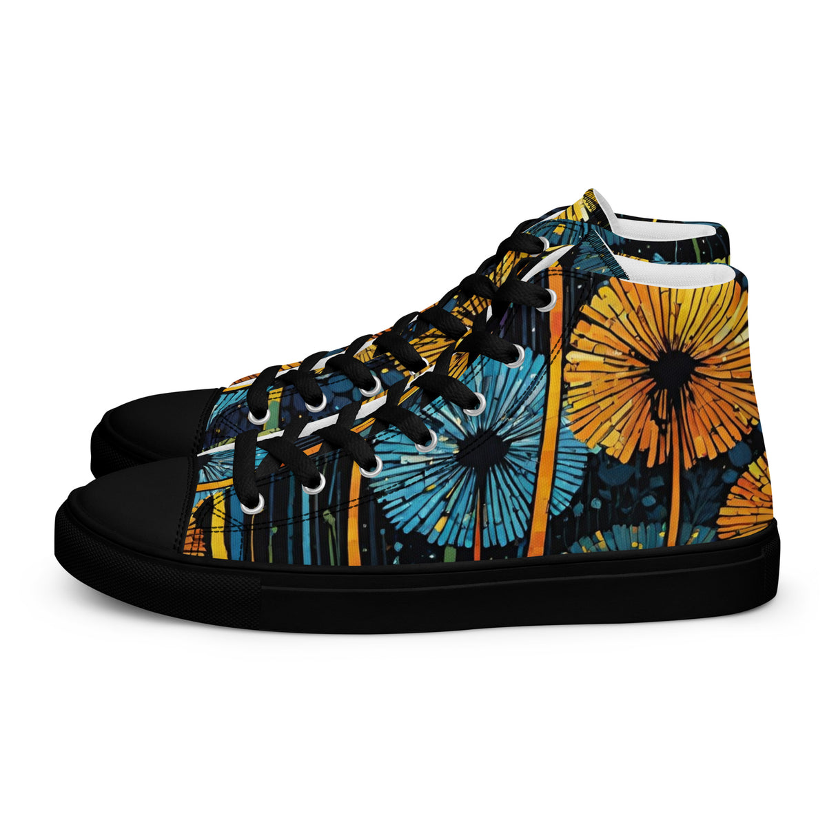 Dandelion Wish High Top Canvas Shoes | Hand-Drawn Botanical Sneakers