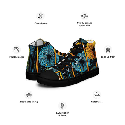 Dandelion Wish High Top Canvas Shoes | Hand-Drawn Botanical Sneakers