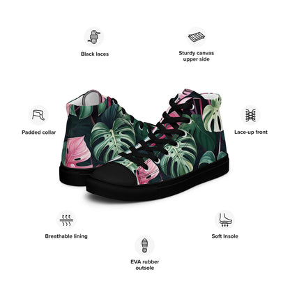Monstera Leaf High Top Canvas Shoes | Tropical Plant Lover Sneakers