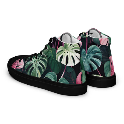 Monstera Leaf High Top Canvas Shoes | Tropical Plant Lover Sneakers