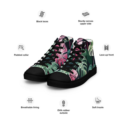 Monstera Leaf High Top Canvas Shoes | Tropical Plant Lover Sneakers