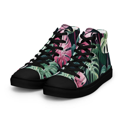Monstera Leaf High Top Canvas Shoes | Tropical Plant Lover Sneakers