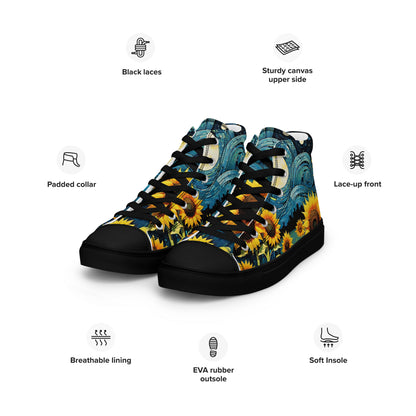 Sunflower High Top Canvas Shoes | Cheerful Floral Sneakers