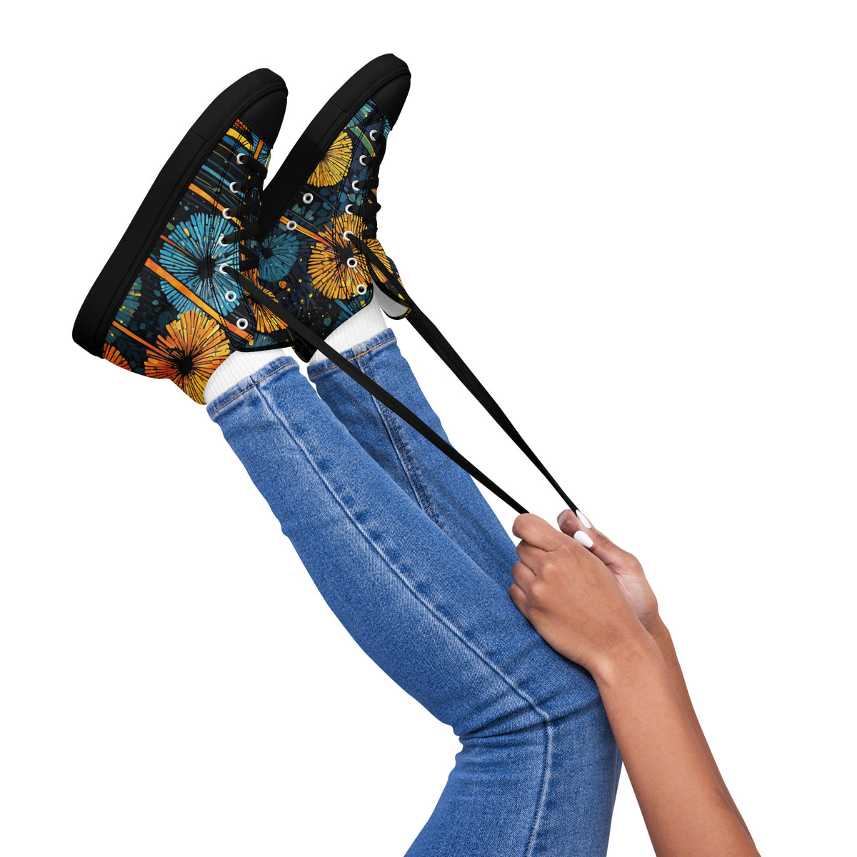 Dandelion Wish High Top Canvas Shoes | Hand-Drawn Botanical Sneakers