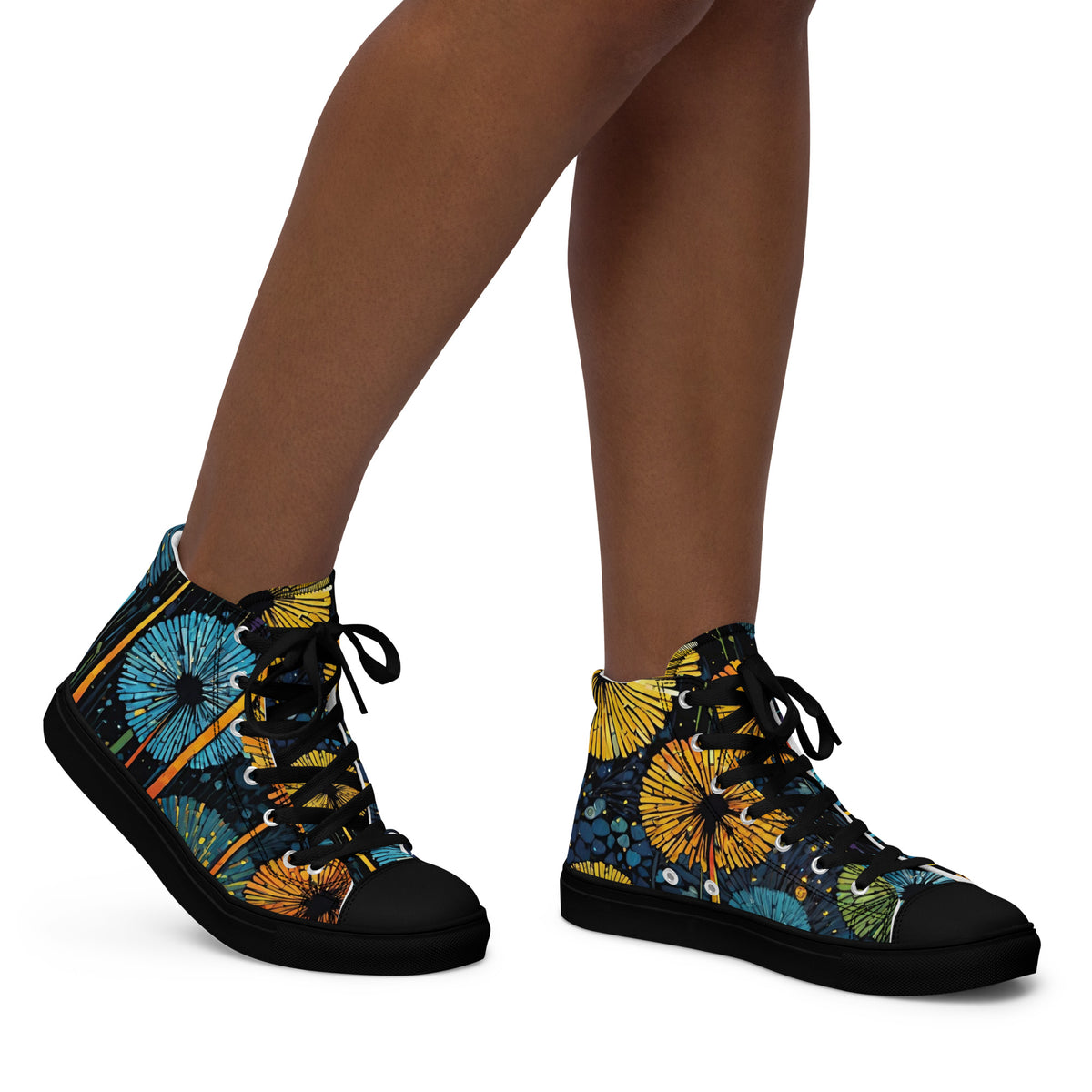Dandelion Wish High Top Canvas Shoes | Hand-Drawn Botanical Sneakers