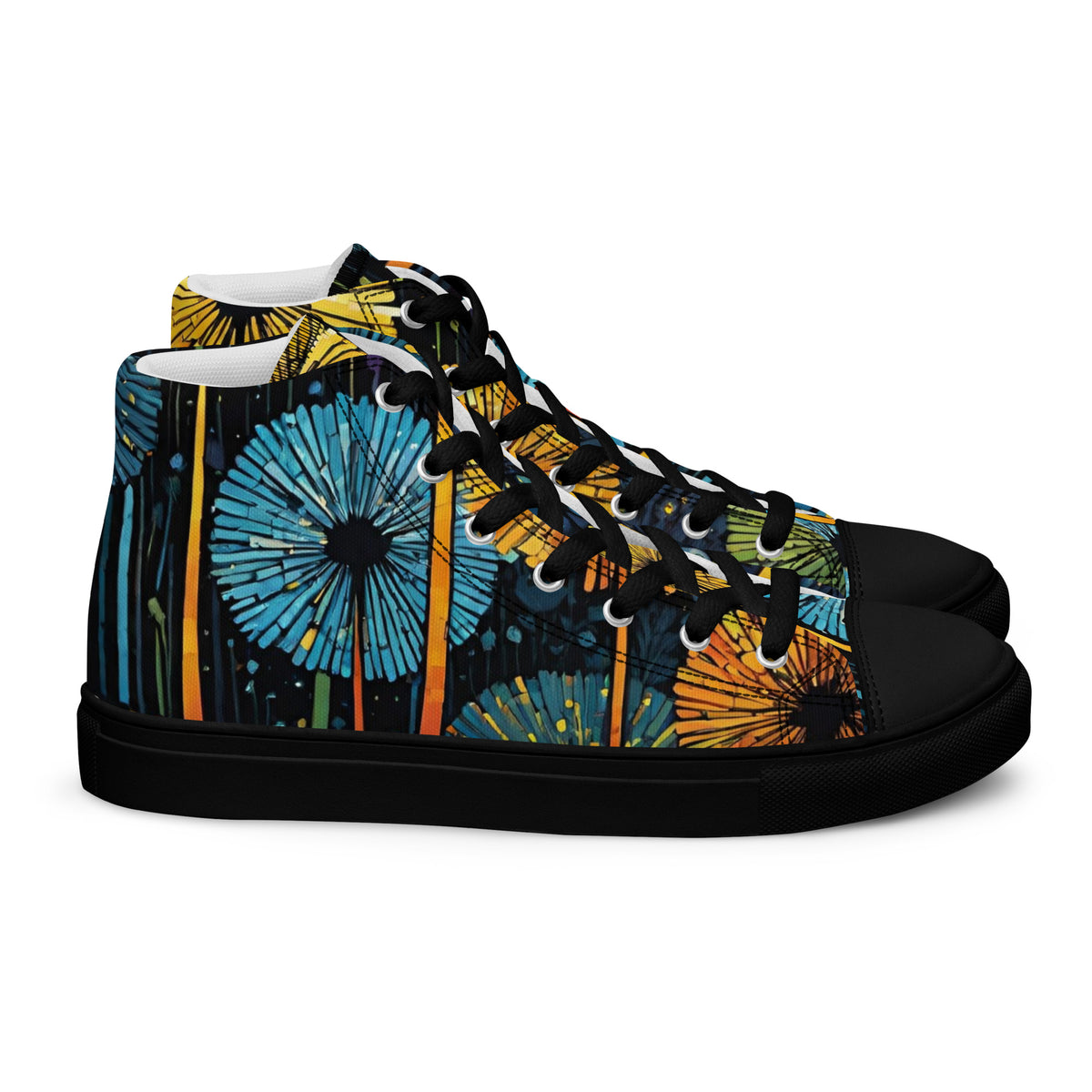 Dandelion Wish High Top Canvas Shoes | Hand-Drawn Botanical Sneakers