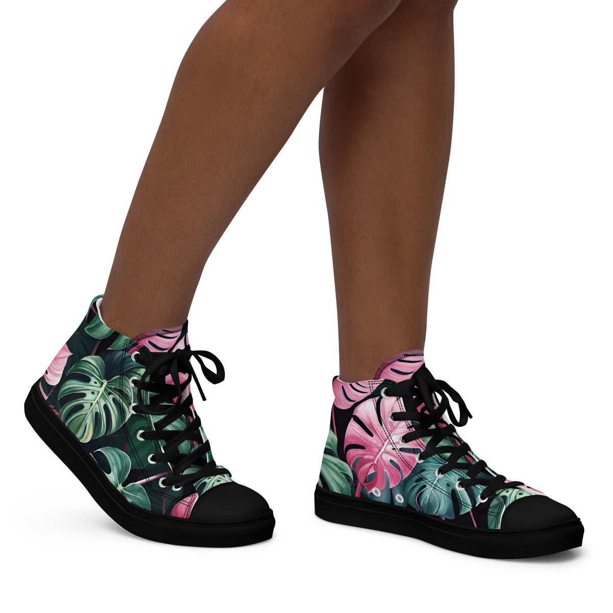 Monstera Leaf High Top Canvas Shoes | Tropical Plant Lover Sneakers