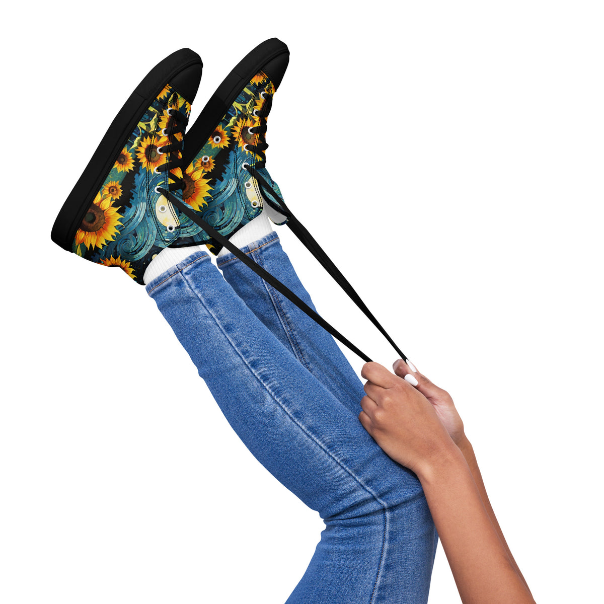 Sunflower High Top Canvas Shoes | Cheerful Floral Sneakers