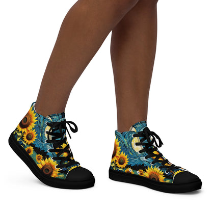 Sunflower High Top Canvas Shoes | Cheerful Floral Sneakers