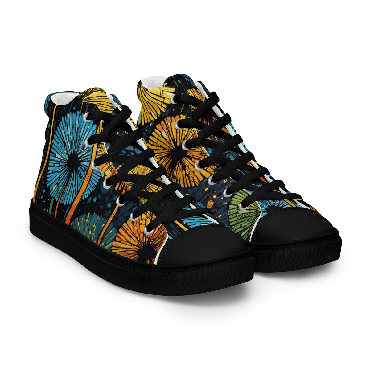 Dandelion Wish High Top Canvas Shoes | Hand-Drawn Botanical Sneakers