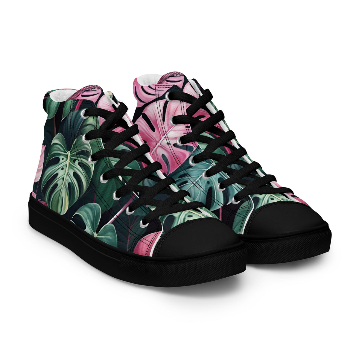 Monstera Leaf High Top Canvas Shoes | Tropical Plant Lover Sneakers