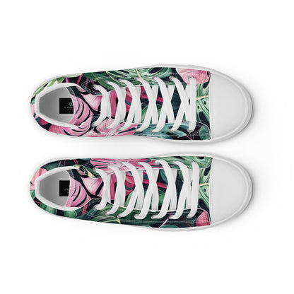 Monstera Leaf High Top Canvas Shoes | Tropical Plant Lover Sneakers