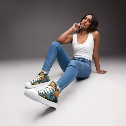 Dandelion Wish High Top Canvas Shoes | Hand-Drawn Botanical Sneakers
