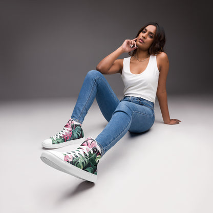 Monstera Leaf High Top Canvas Shoes | Tropical Plant Lover Sneakers