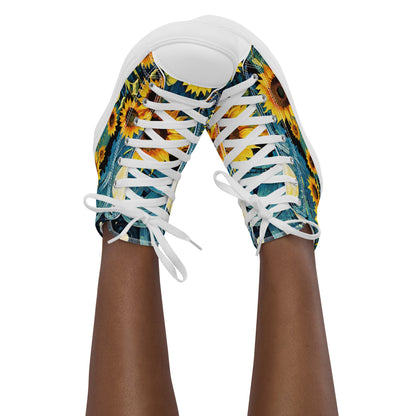 Sunflower High Top Canvas Shoes | Cheerful Floral Sneakers