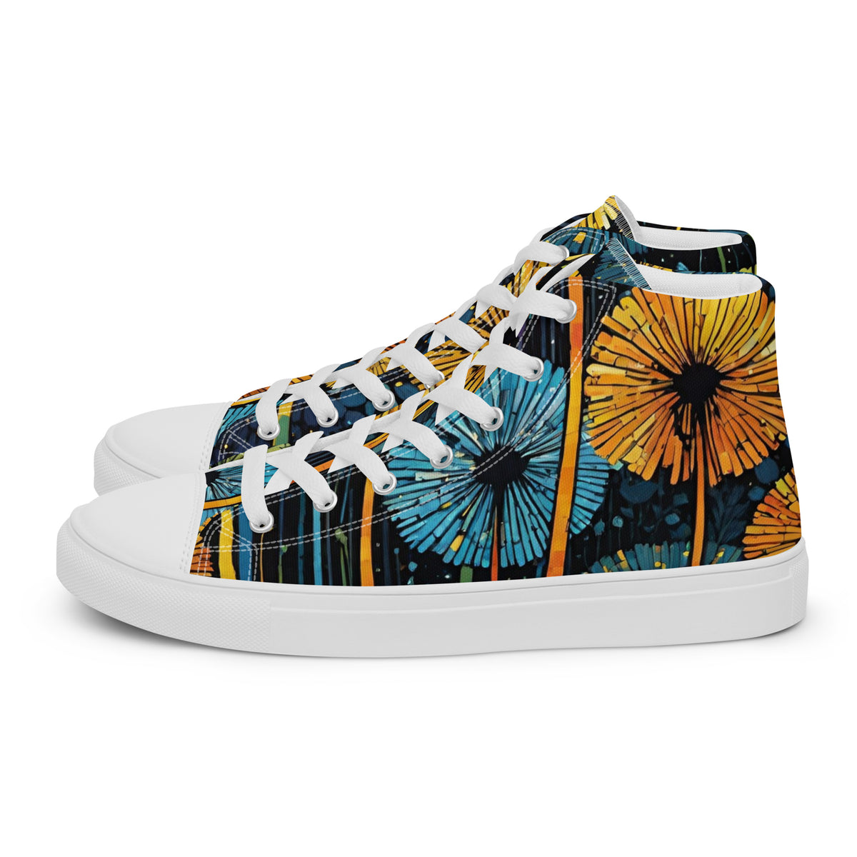 Dandelion Wish High Top Canvas Shoes | Hand-Drawn Botanical Sneakers