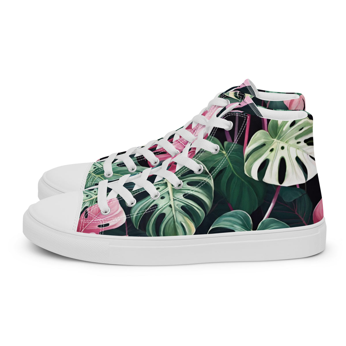 Monstera Leaf High Top Canvas Shoes | Tropical Plant Lover Sneakers